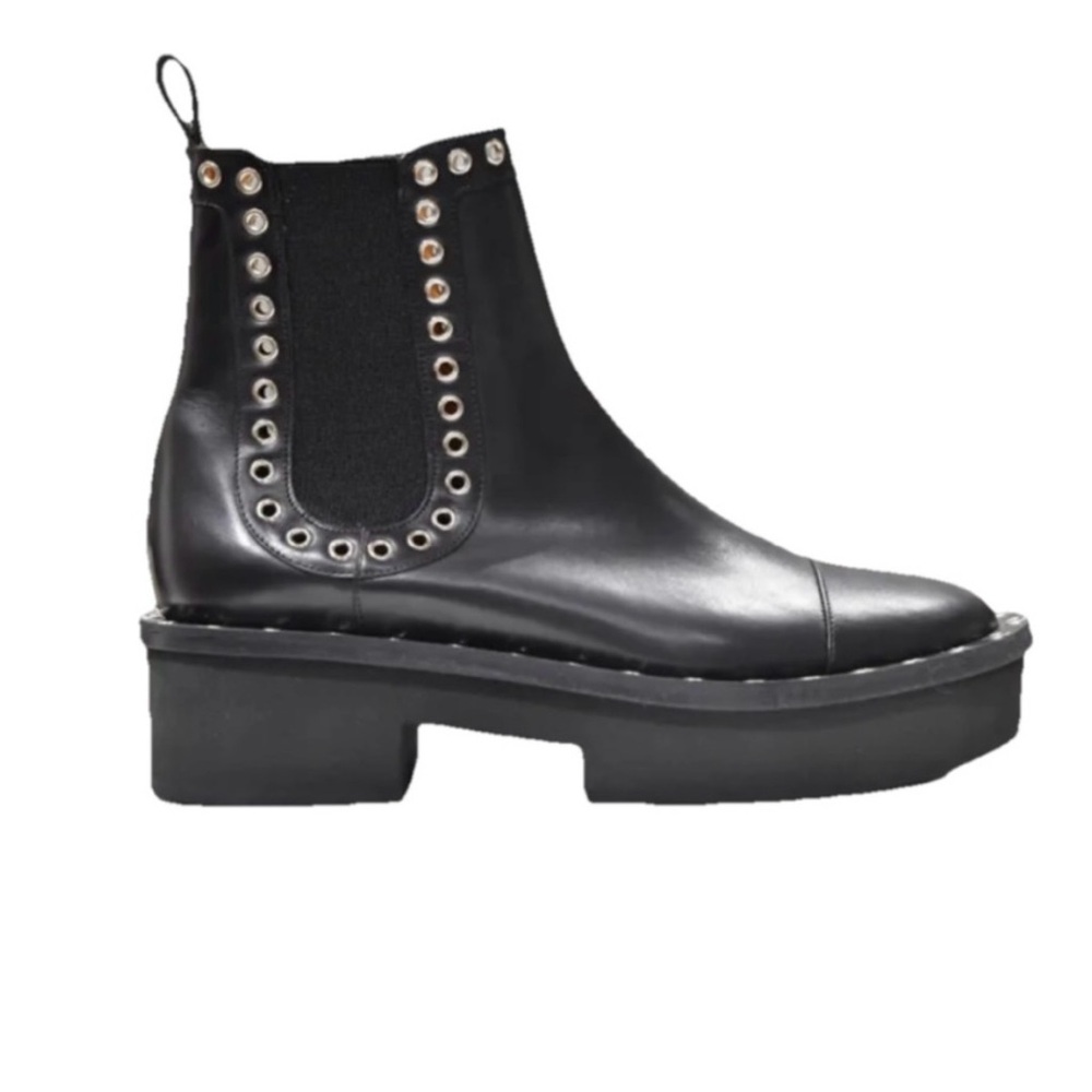 Robert Clergerie Black Heeled Grommet Boots